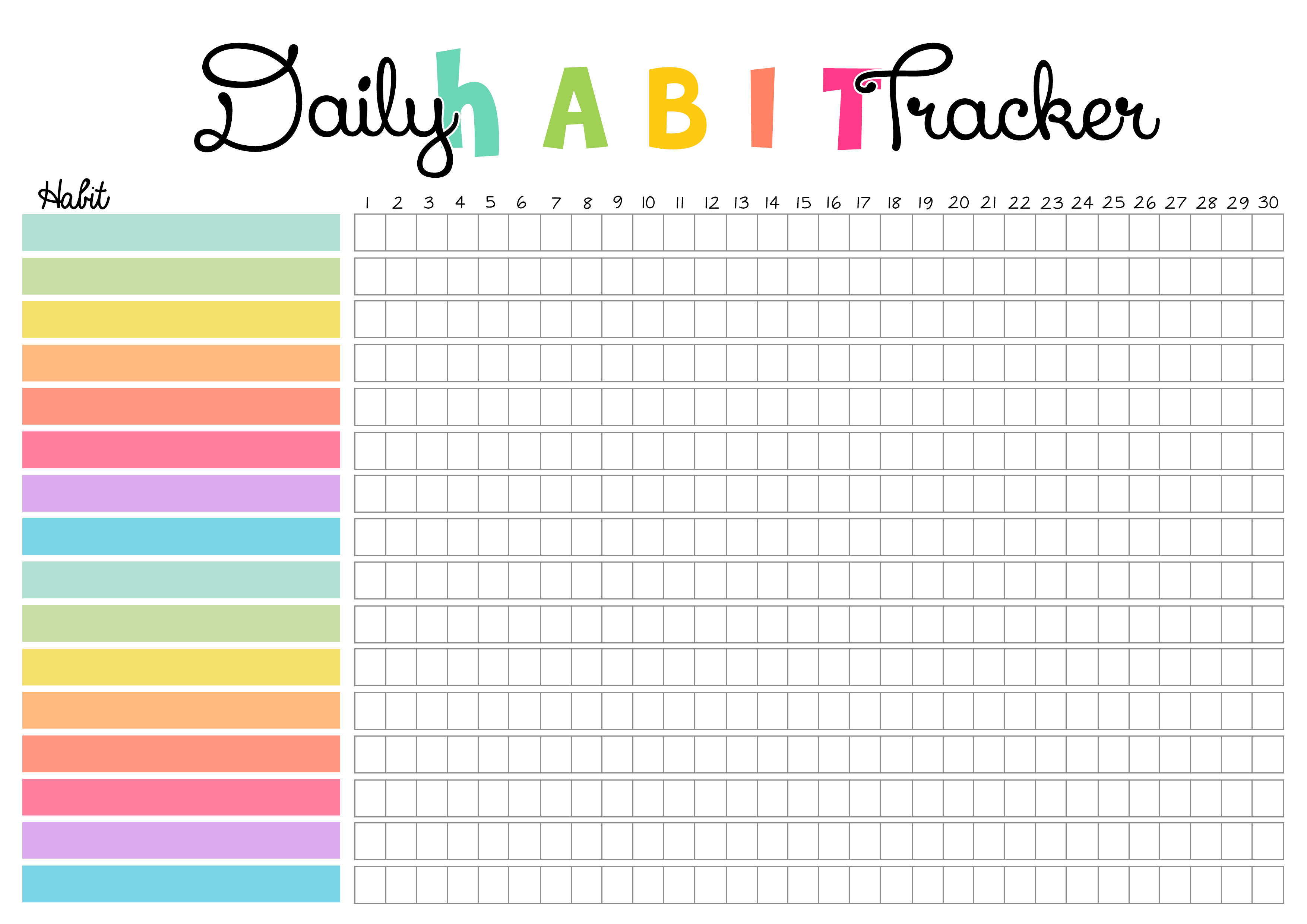 Weekly Habit Tracker Printable That are Striking Kaylee Blog
