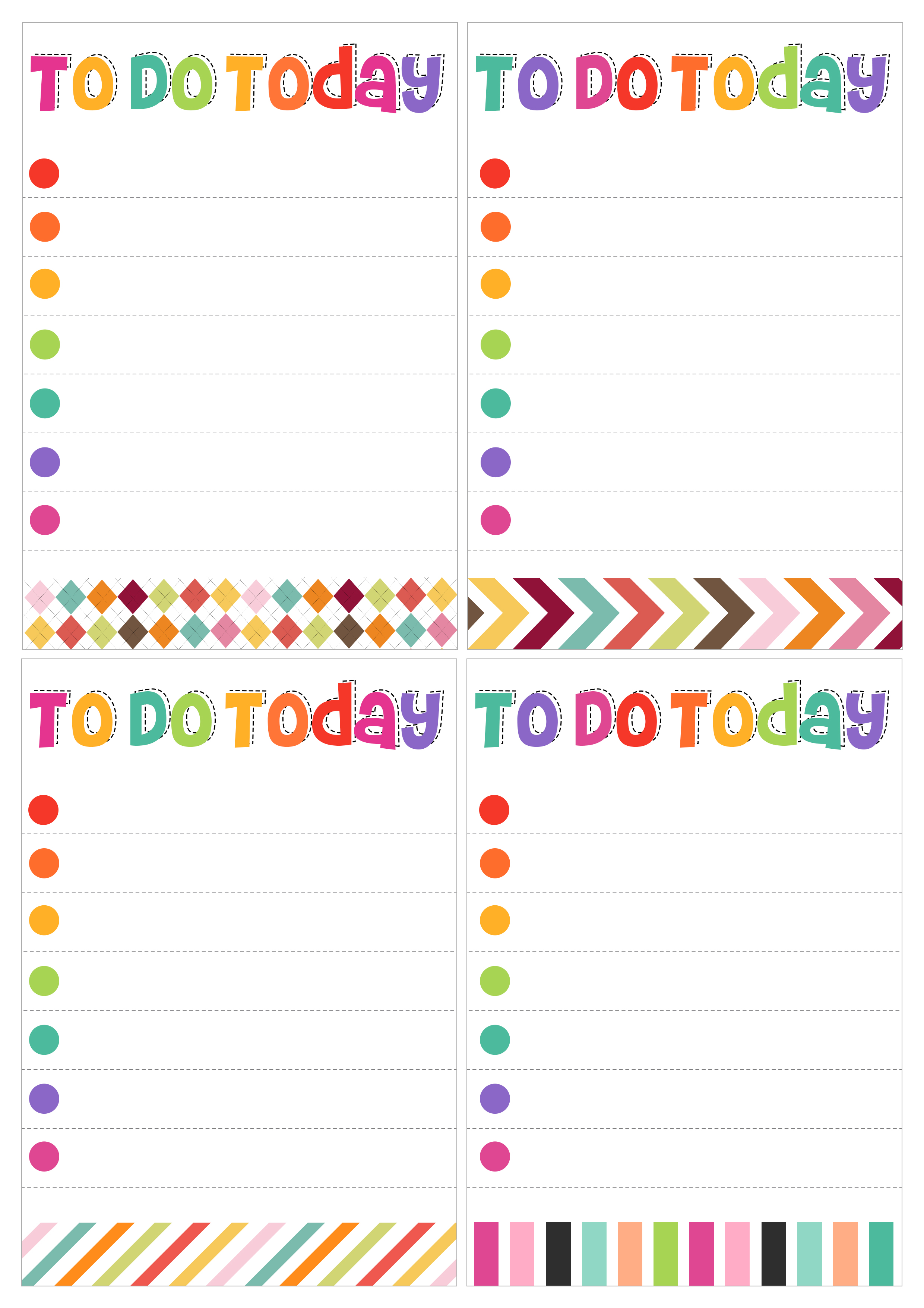 Free Colorful Print - 4 To Do lists