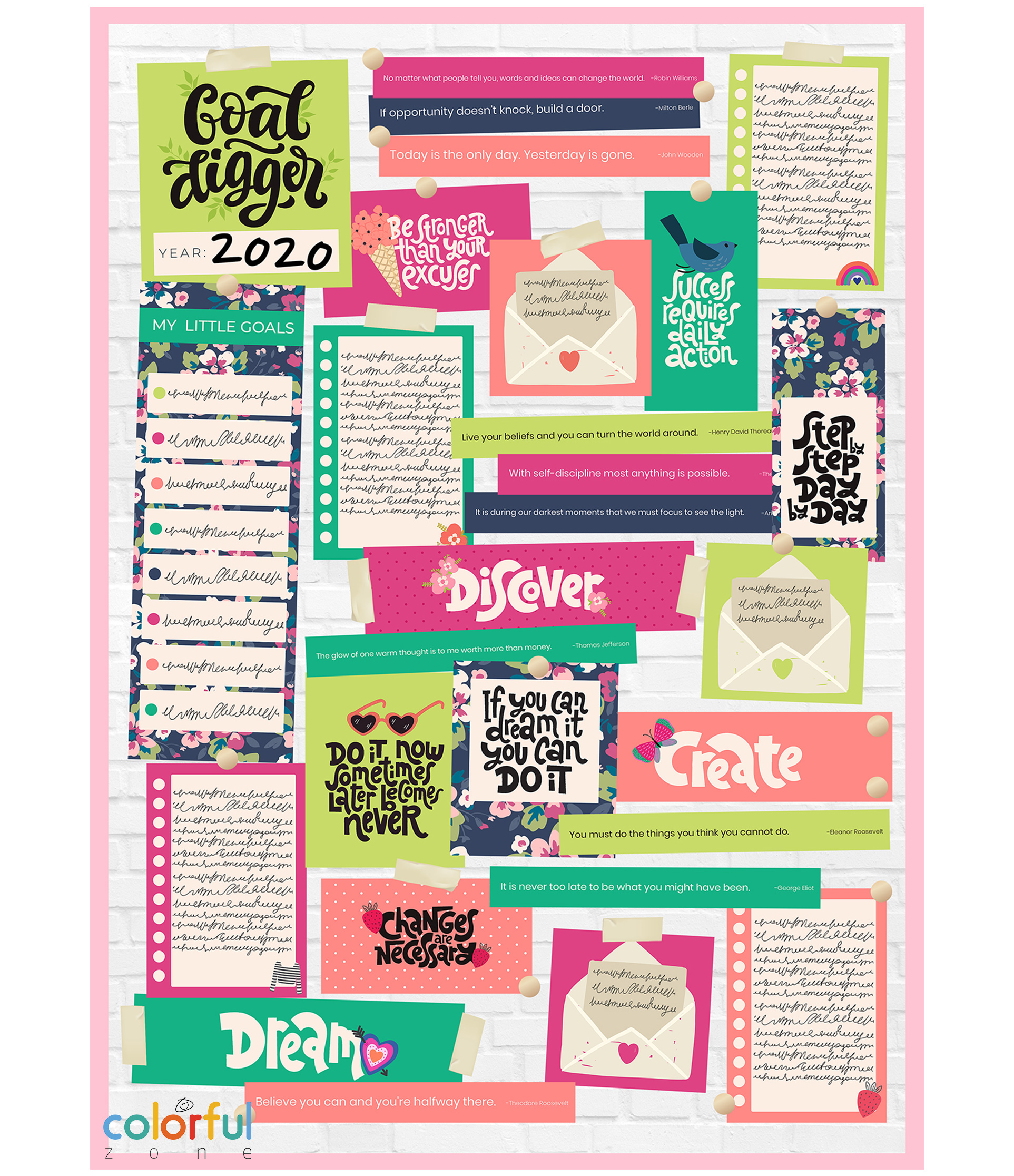 Vision Board Instant Download & Printable Colorful Zone